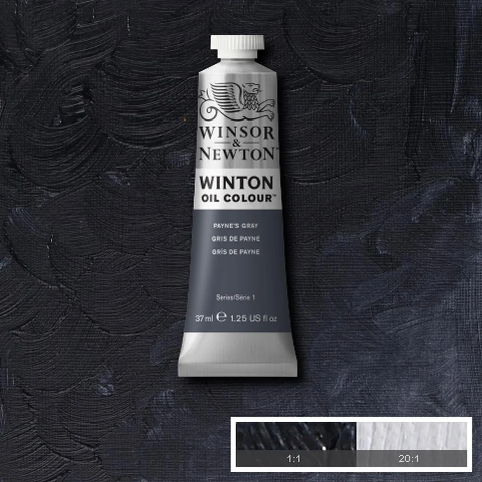 رنگ روغن وینزور - #465 -🌑 Payne’s Gray (خاکستری پین / گری پینز) -  رنگ روغن سری 1 وینتون  - 37 میلی لیتر