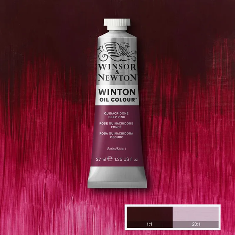 رنگ روغن وینزور - #250- 🌸 Quinacridone Deep Pink (کیناکریدون صورتی تیره) -  رنگ روغن سری 1 وینتون وینزور -37 میلی لیتر