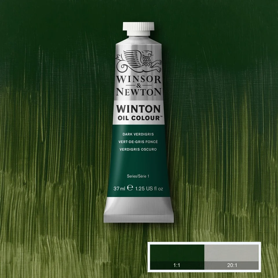 رنگ روغن وینزور  -#405 - 🟢 Dark Verdigris (وردیگریس تیره) -  رنگ روغن سری 1 وینتون وینزور -37 میلی لیتر