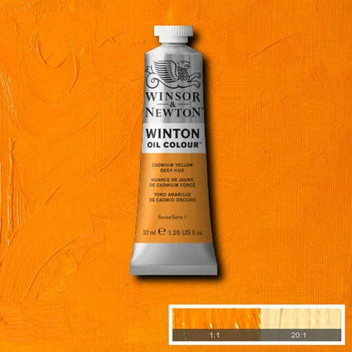 رنگ روغن وینزور - #115 - 🎨 Cadmium Yellow Deep Hue (زرد کادمیوم تیره هیو) - رنگ روغن سری 1 وینتون وینزور - 37 میلی لیتر