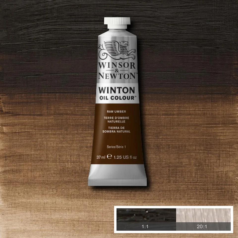 رنگ روغن وینزور - #554 - 🤎 Raw Umber (قهوه‌ای تیره)  - رنگ روغن سری 1 وینتون وینزور - 37 میلی لیتر